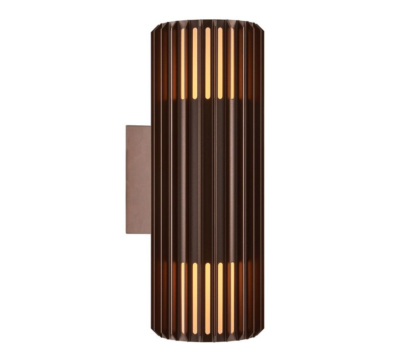 Applique Murale Luminaire Aludra Double Aluminium Seaside Marron Metallise H. 33,7 Ip54 -extérieur