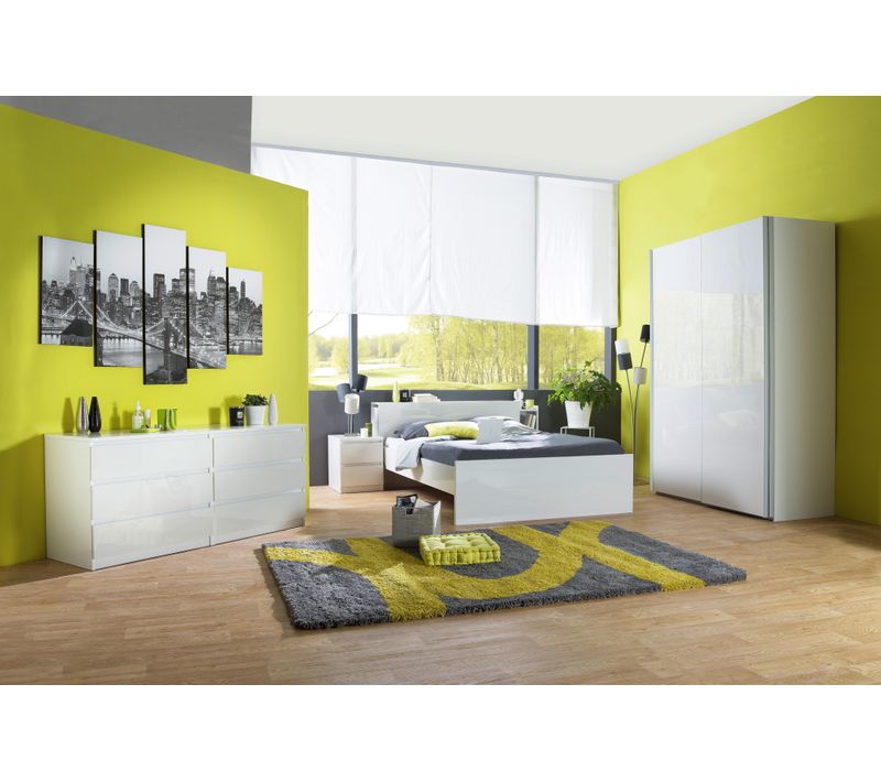 Tête de lit 160 cm avec BEST LAK rangement blanc laqué
