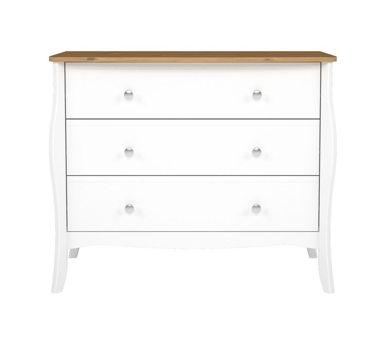 Commode 3 tiroirs BARROCO Blanc/pin