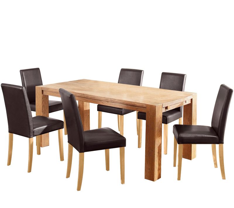 Lucca-ensemble De 2 Chaises De Salle à Manger En Pu Marron Avec Pieds En Pin Naturel