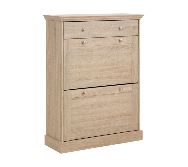 Binz-meuble à Chaussures Avec 2 Abattants Et 1 Tiroir En Chêne