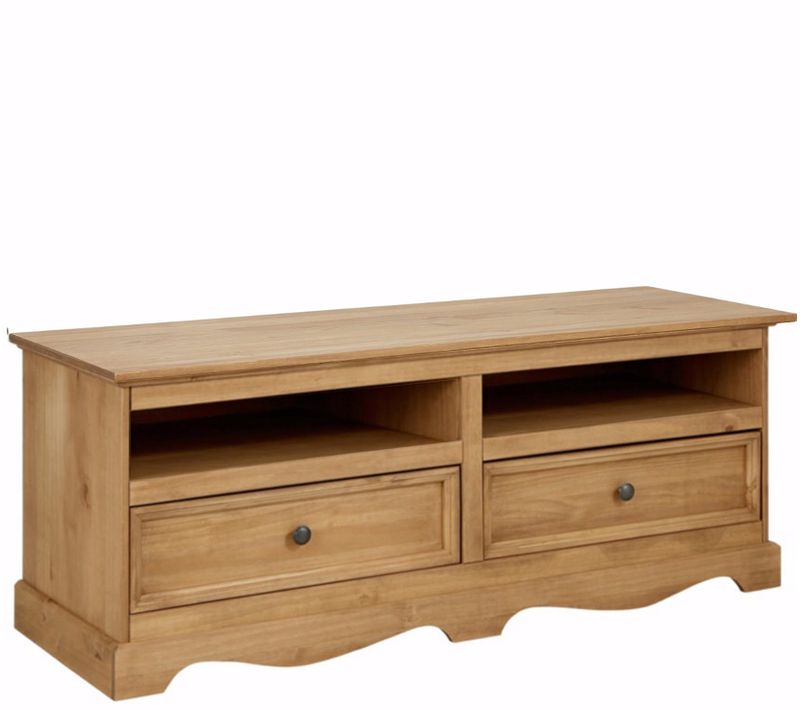 Melissa-meuble Bas De 140 Cm De Long En Pin Teinté à La Cire