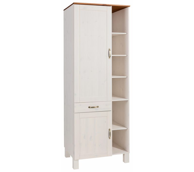 Alby- Buffet de cuisine 2 Portes 60 Cm De Haut Blanc/miel