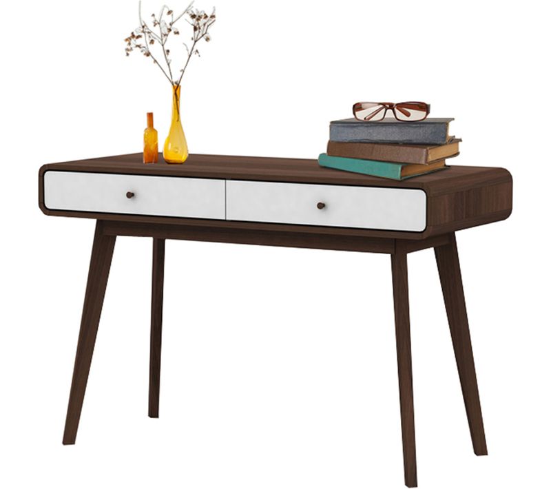 Cassie - Bureau Avec 2 Tiroirs En Effet Noyer Et Blanc