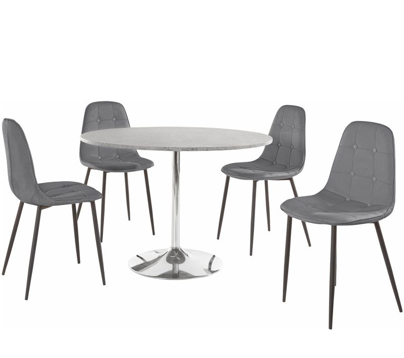 Tumpet Et Luna-ensemble De Table à Manger 110cm Avec 4 Chaises En Gris