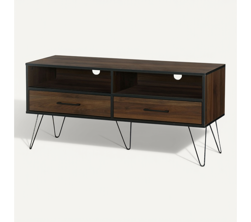 Saphire-meuble TV Avec 2 Tiroirs En Mdf Marron
