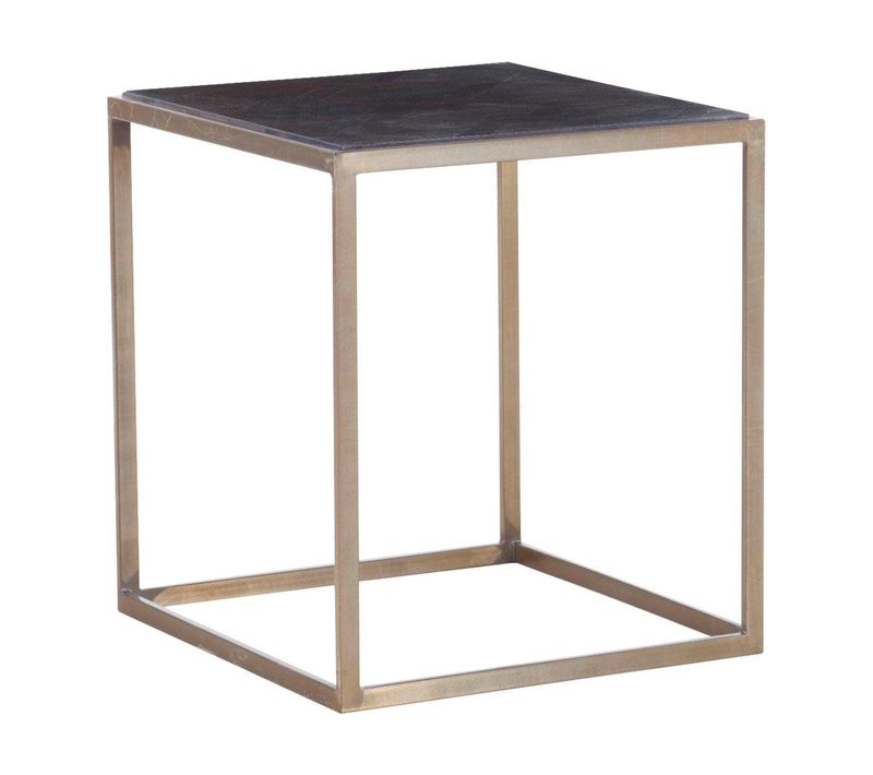 Ulrich-table D'appoint En Laiton Antique / Aspect Noyer