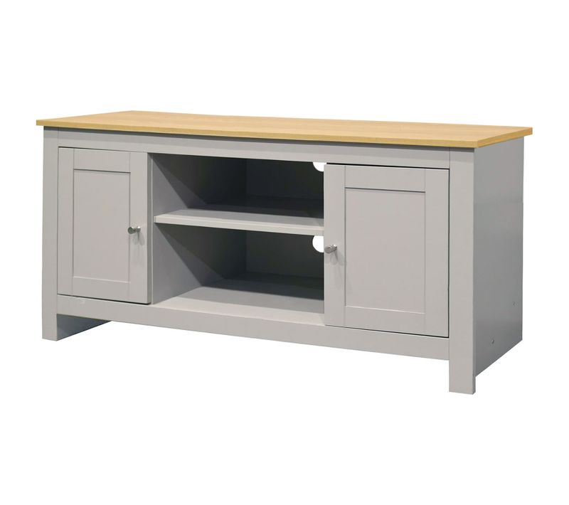 Emerald - Meuble TV Avec 2 Portes En Effet Chêne Et Gris