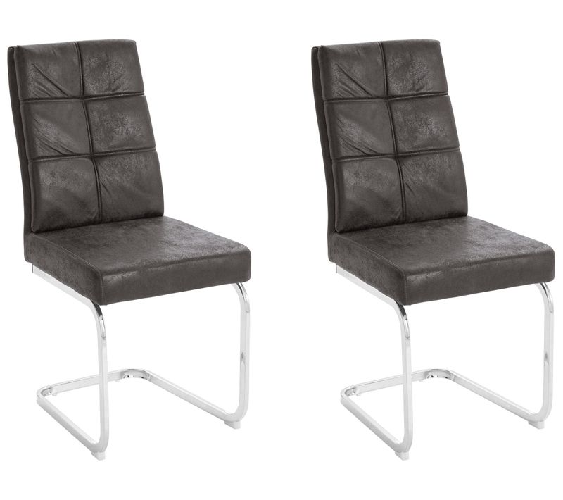 Lale-chaises De Salle à Manger Tapissées Ensemble De 2 En Microfibre Grise