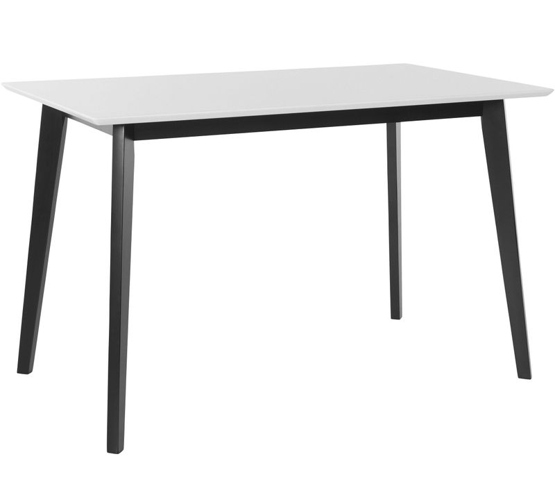 Cody - Table à Manger En Pin Mélamine Blanc Noir 6 Personnes L120