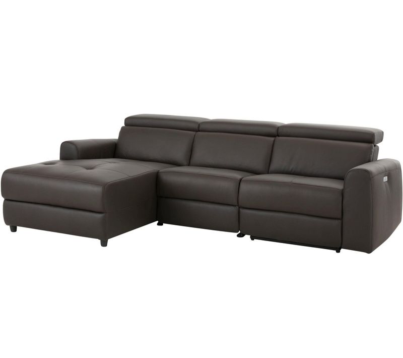 Capena-canapé 3 Places Chaise Lounge Électrique Gauche En Pu Marron