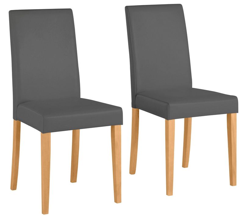 Lucca-lot De 2 Chaises De Salle à Manger En Pu Gris Avec Pieds En Pin