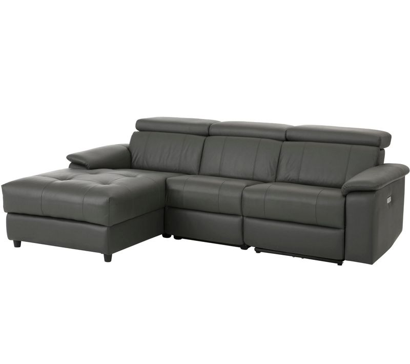 Tanaro-chaise Lounge Sofa 3 Places Gauche Avec Fonction Électrique En Pu Gris