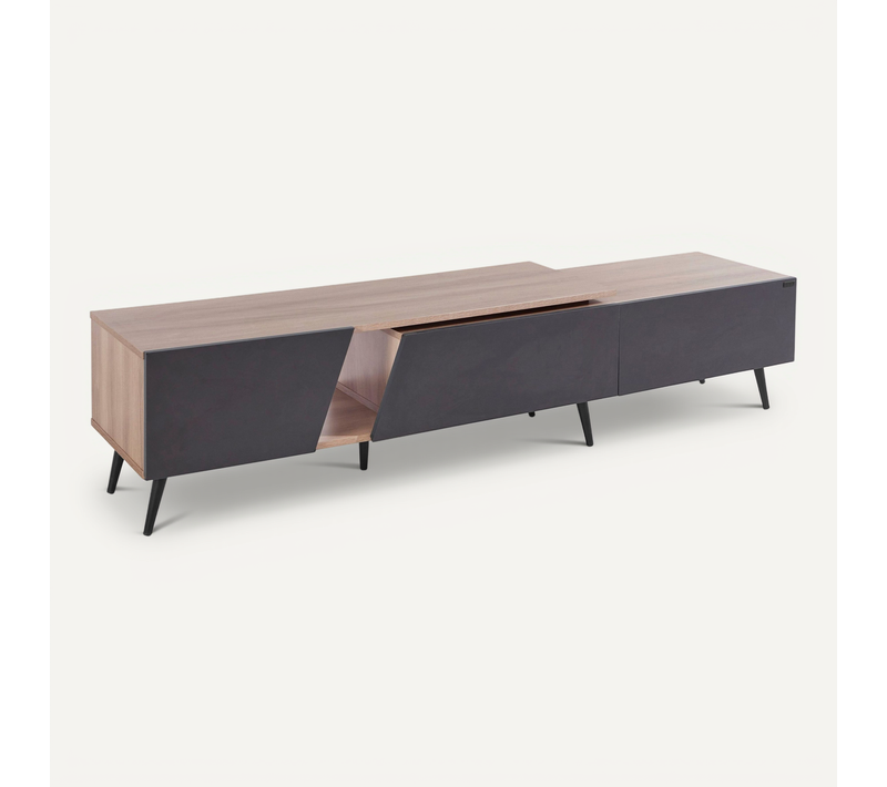 Layland-meuble Bas à 3 Tiroirs En Mdf Gris Naturel