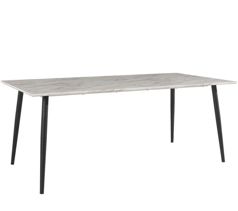 Mimmi-table De Salle à Manger 120x80 Cm En Aspect Marbre / Pieds Noirs