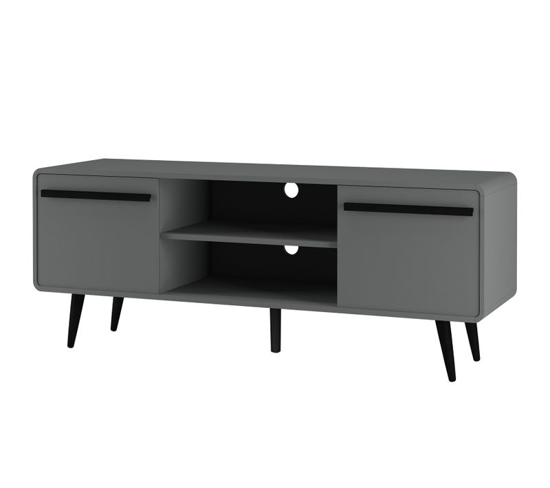 Chantal - Meuble TV Avec 2 Tiroirs En Effet Bois Gris