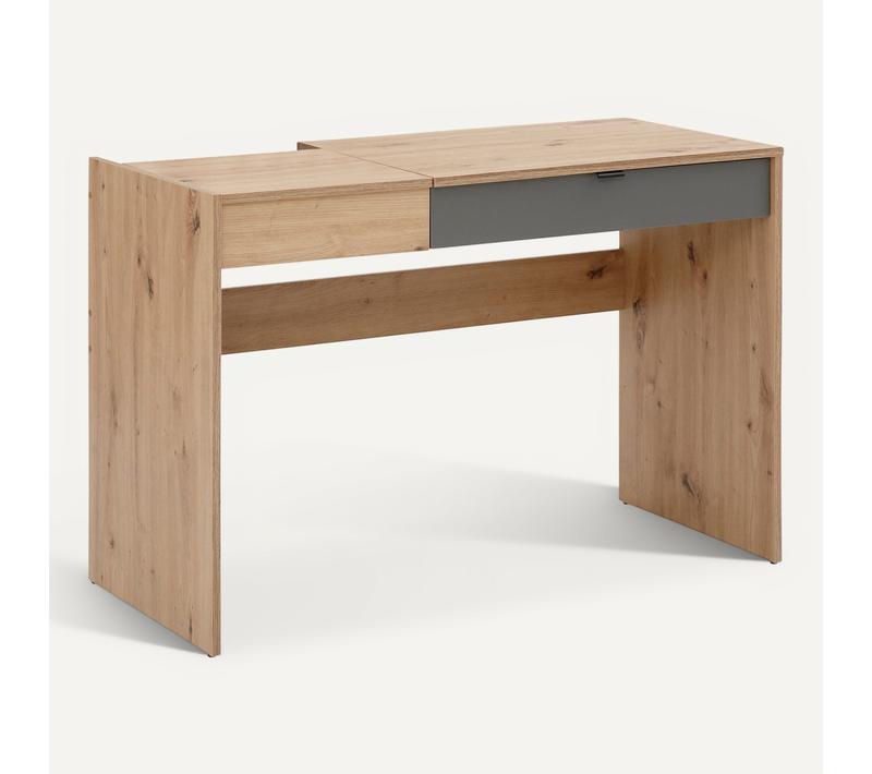 Smart-bureau Avec 1 Tiroir Et 1 Plateau Rabattable, Aspect Bois Anthracite