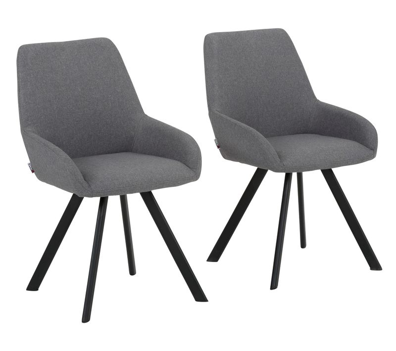 Sandra-lot De 2 Chaises De Salle à Manger En Tissu Gris