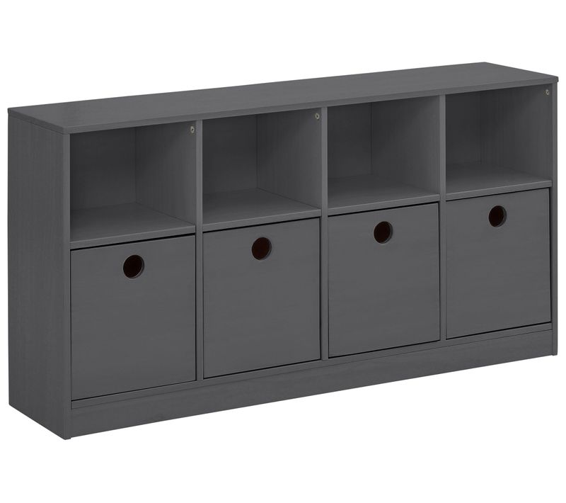 Alpi - Bibliothèque à 4 Tiroirs En Pin Gris