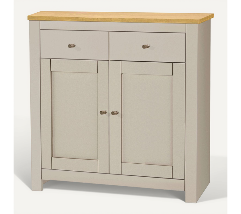 Emerald - Buffet Avec 2 Portes Et 2 Tiroirs En Effet Chêne Crème
