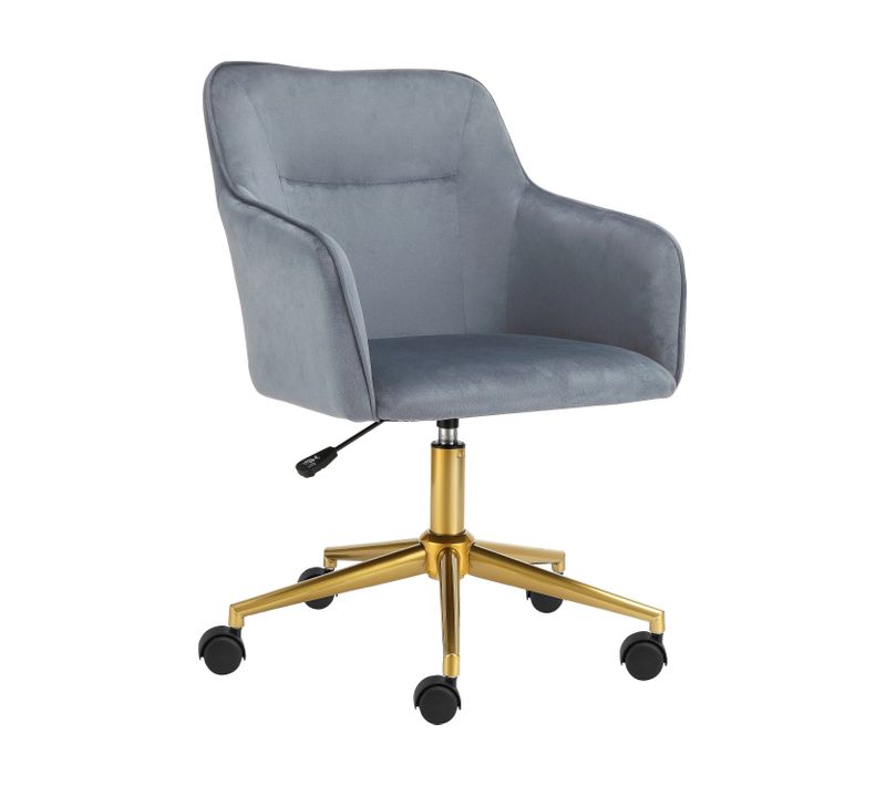 Caspar-chaise De Bureau Gris Velours Gold