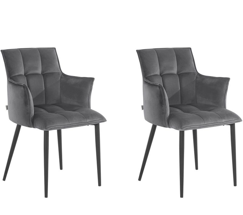 Marcia-lot De 2 Chaises De Salle à Manger Rembourrées En Velours Gris