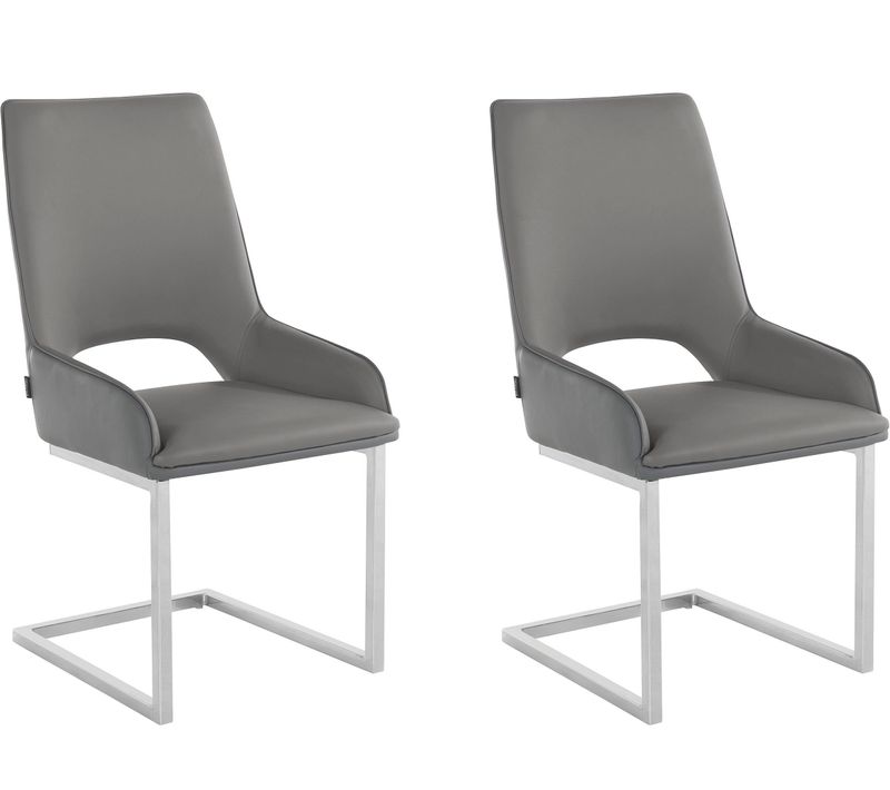 Irma-lot De 2 Chaises De Salle à Manger En Pu Anthracite Et Gris Clair