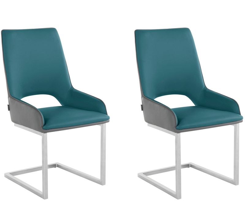 Irma-ensemble De 2 Chaises De Salle à Manger En Pu Anthracite Et Pétrole