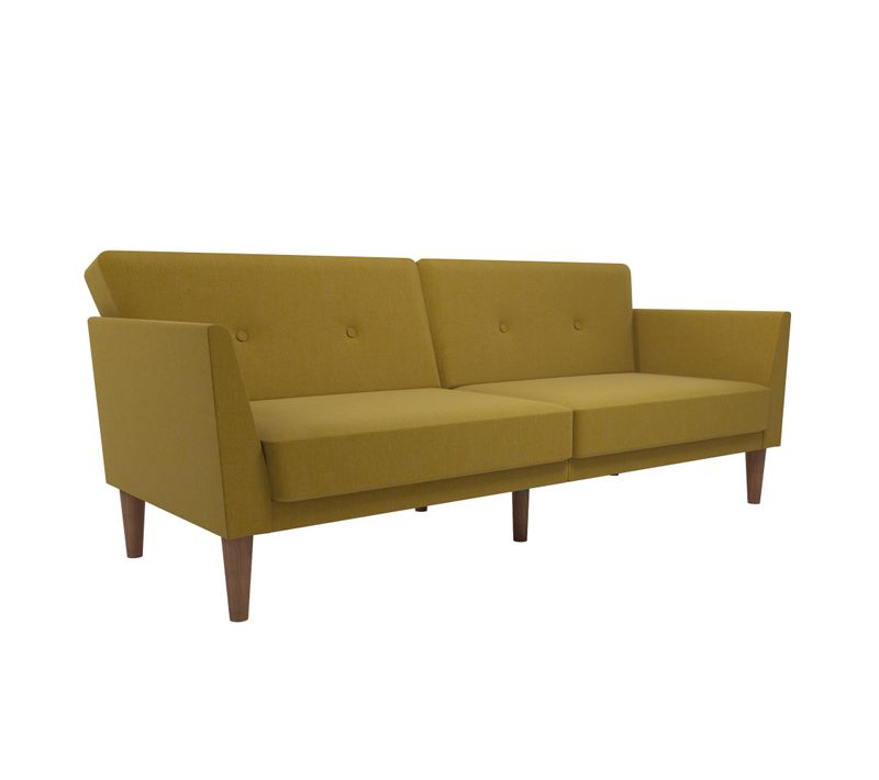 Regal-canapé Lit 3 Places En Lin Jaune Moutarde