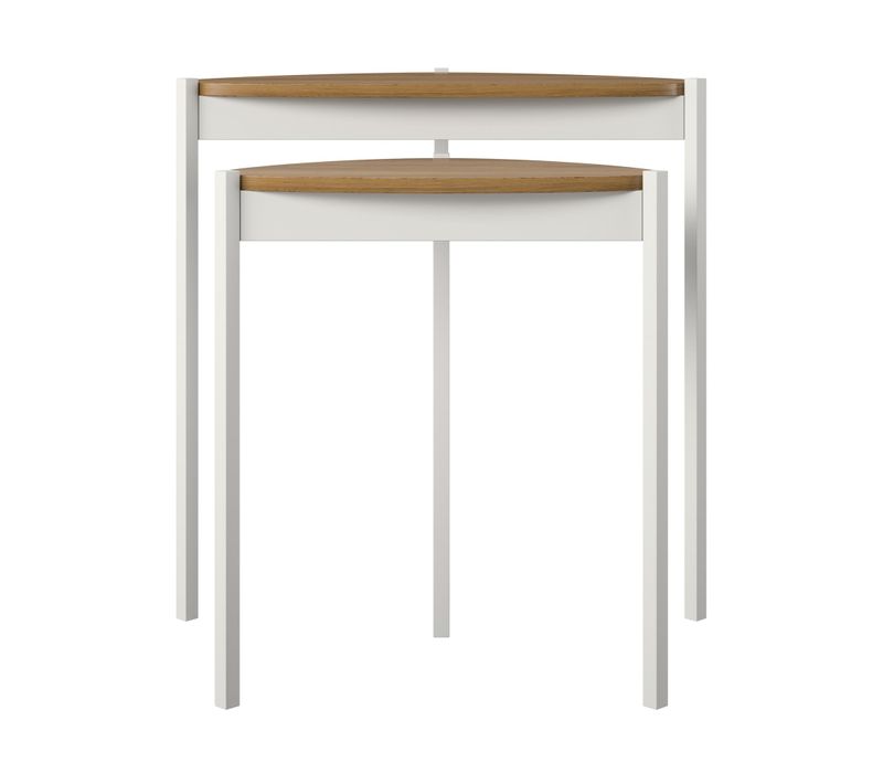 Tallulah-tables Gigognes En Mdf Noyer Et Cadre En Métal Blanc