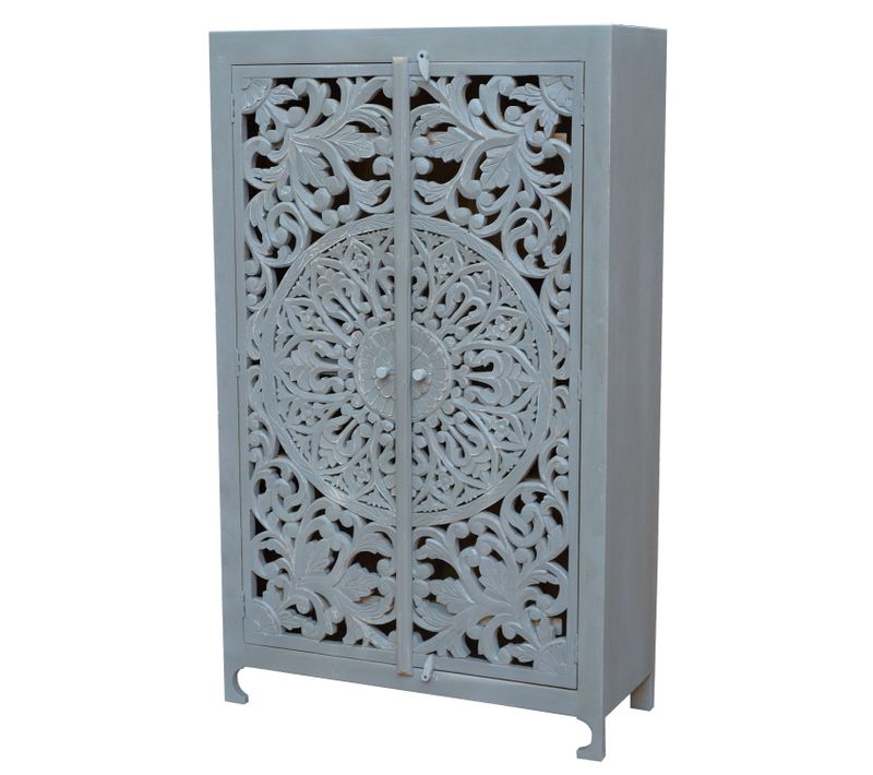 Kalita-buffet Avec 2 Portes En Bois De Manguier Gris