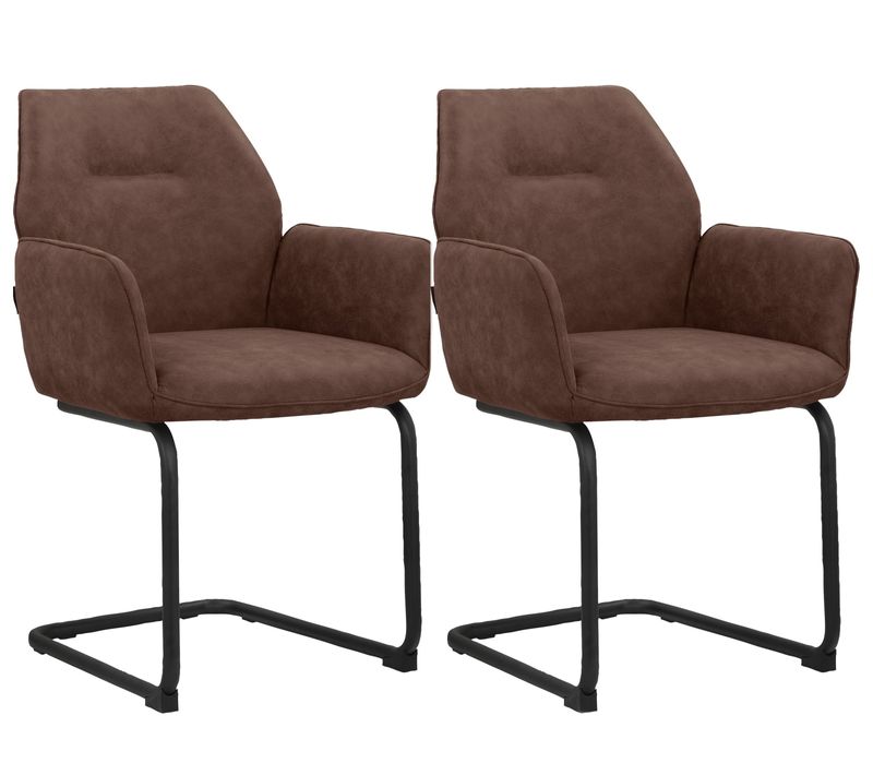 Capri-lot De 2 Chaises De Salle à Manger En Tissu Marron