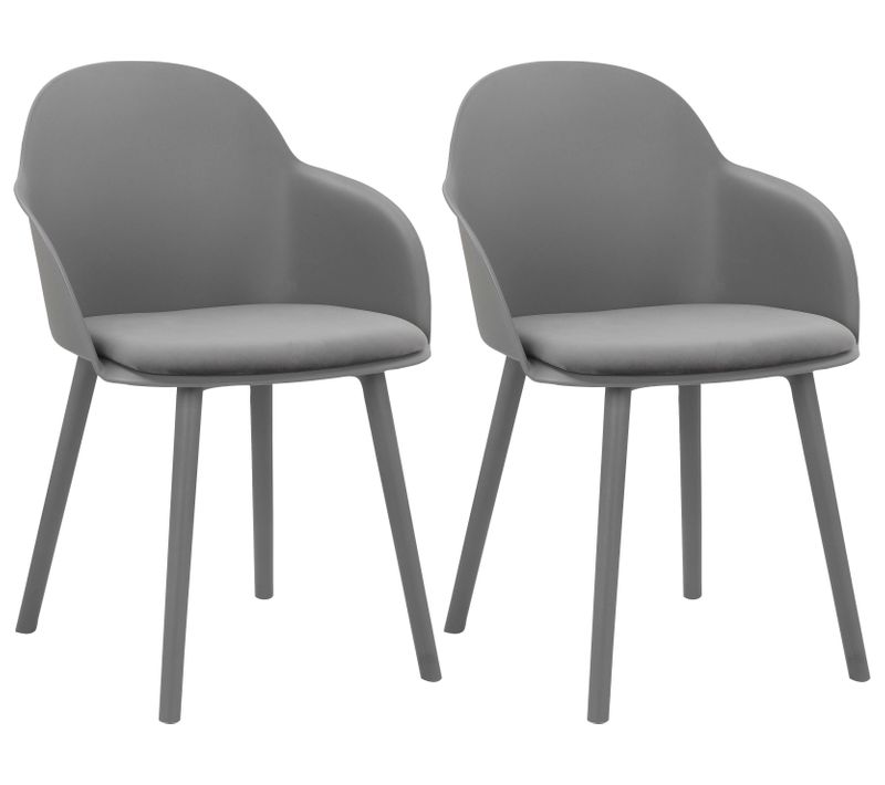 Seiko-lot De 2 Chaises De Salle à Manger En Plastique Anthracite