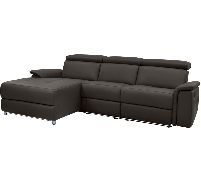 Pareli-canapé 3 Places Gauche Avec Fonction Électrique En Cuir Marron Pu