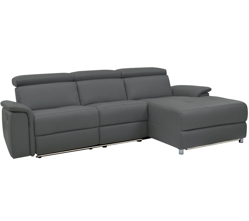 Pareli-canapé 3 Places Droit Avec Fonction Électrique En Cuir Gris Pu