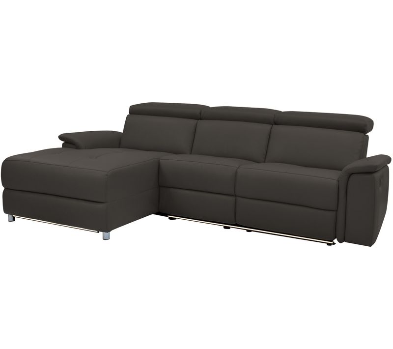 Pareli-canapé 3 Places Gauche Avec Fonction Manuelle En Cuir Pu Marron