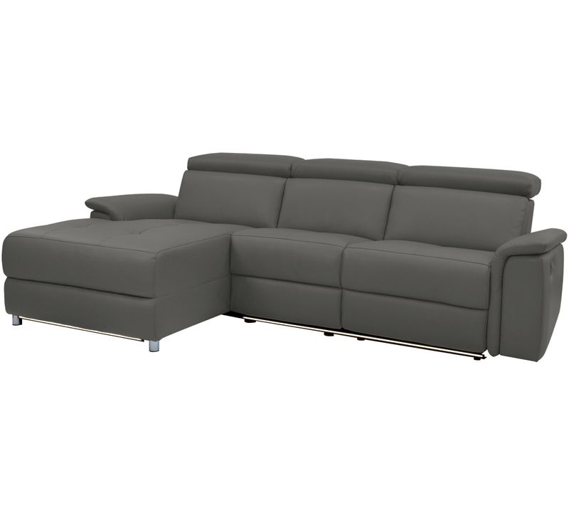 Pareli-canapé 3 Places Gauche Avec Fonction Manuelle En Cuir Gris Pu