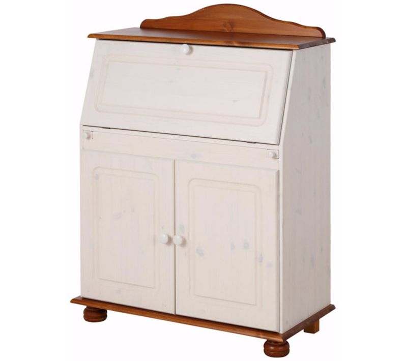 Mette-secrétaire 2 Portes Et 1 Abattant En Pin Blanc