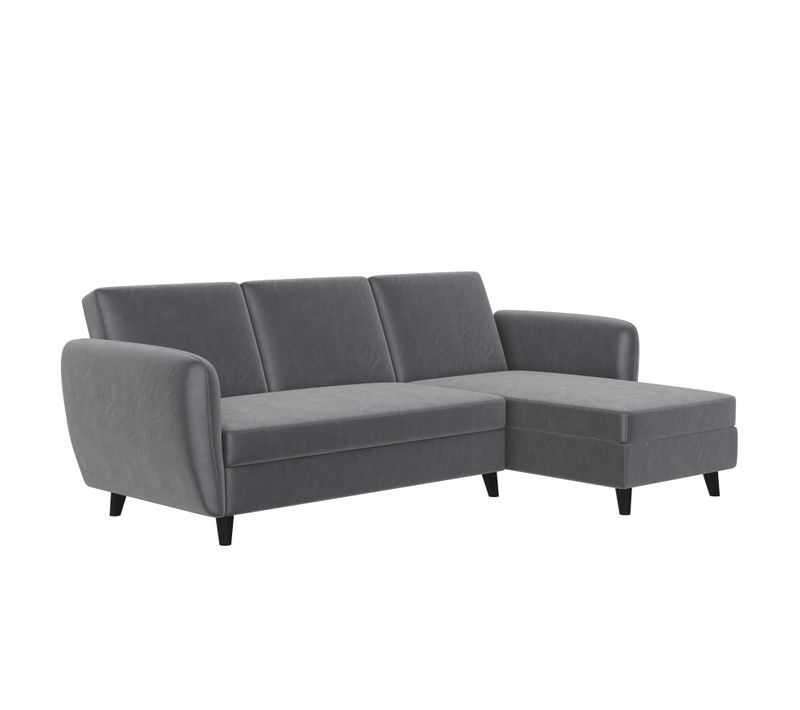 Perry-canapé-lit 3 Places Avec Rangement En Velours Gris