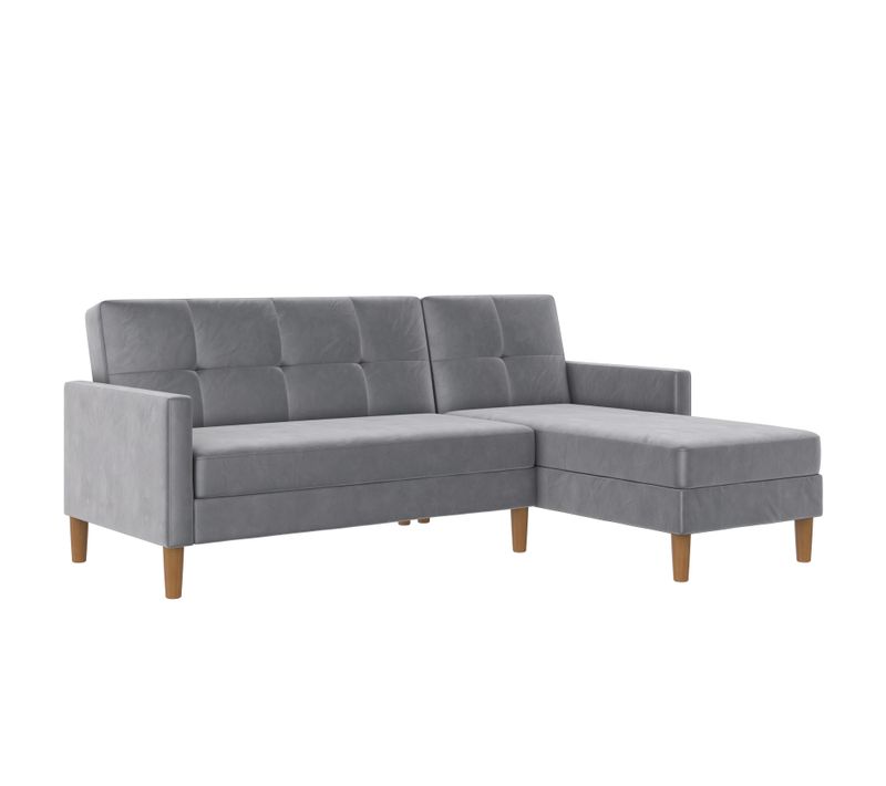 Lilly-canapé-lit 3 Places Avec Rangement En Velours Gris Clair