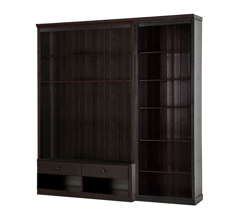 Anita-bibliothèque Avec Meuble TV Bas En Pin Brun Foncé