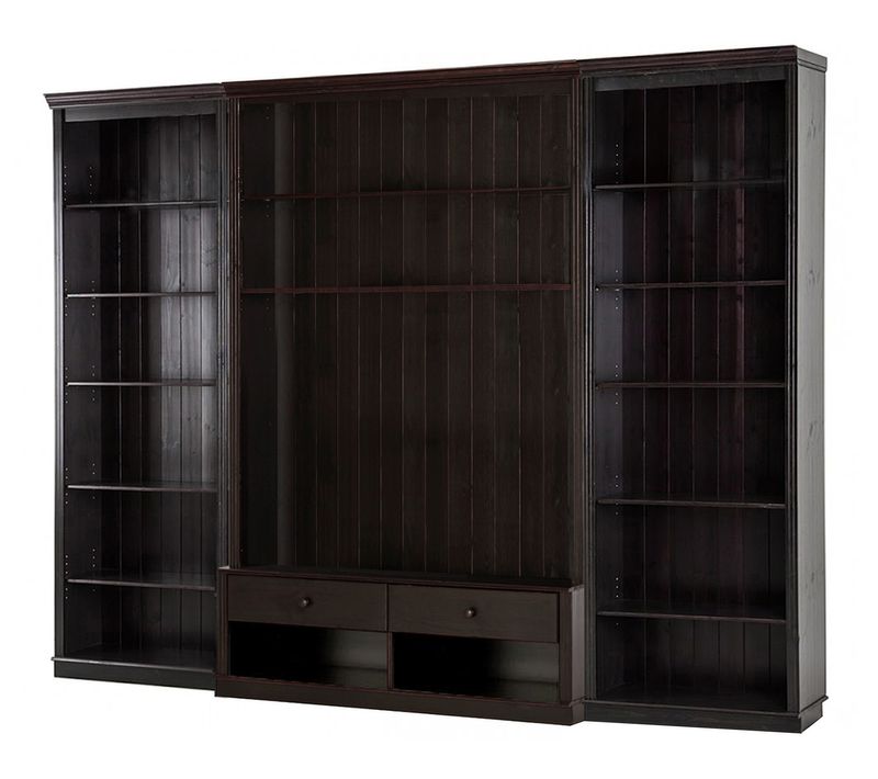 Anita-bibliothèque Avec Meuble TV Bas En Pin Brun Foncé