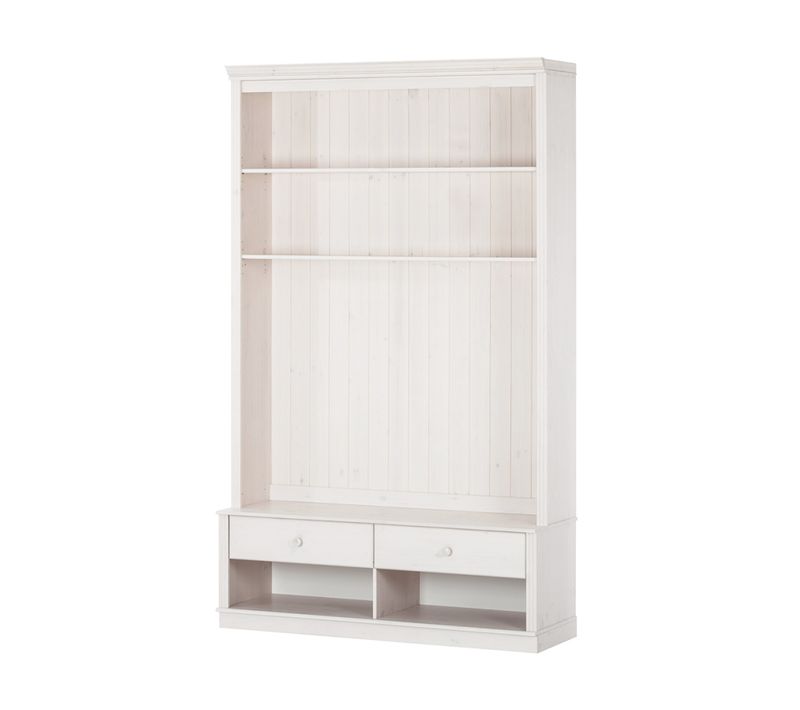 Anita-bibliothèque + Meuble TV Avec 2 Tiroirs En Pin Blanc