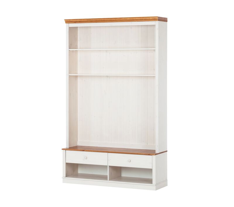 Anita-bibliothèque + Meuble TV Avec 2 Tiroirs En Pin Blanc / Miel