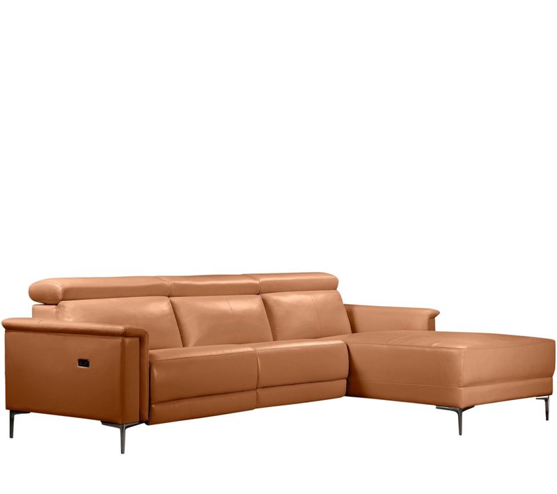 Lund-canapé 3 Places Avec 1 Fauteuil Électrique En Pu Cognac