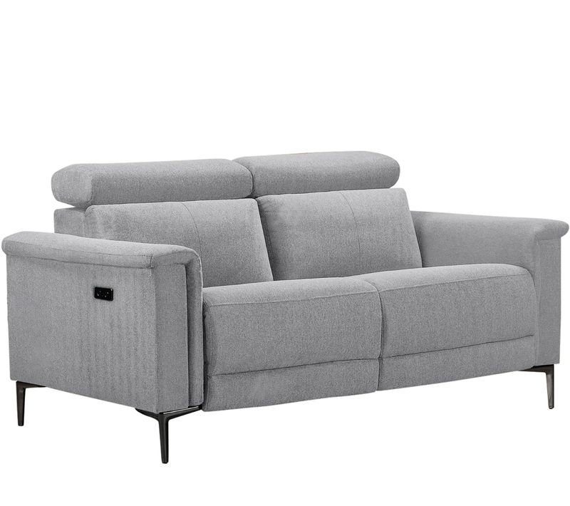 Lund-canapé 2 Places Avec 1 Fauteuil Relax Électrique En Tissu Gris
