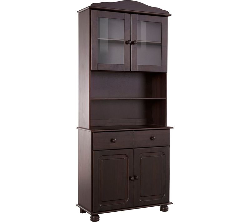 Mette - Buffet Avec 2 Portes, 2 Portes Vitrées Et 2 Tiroirs En Pin Marron