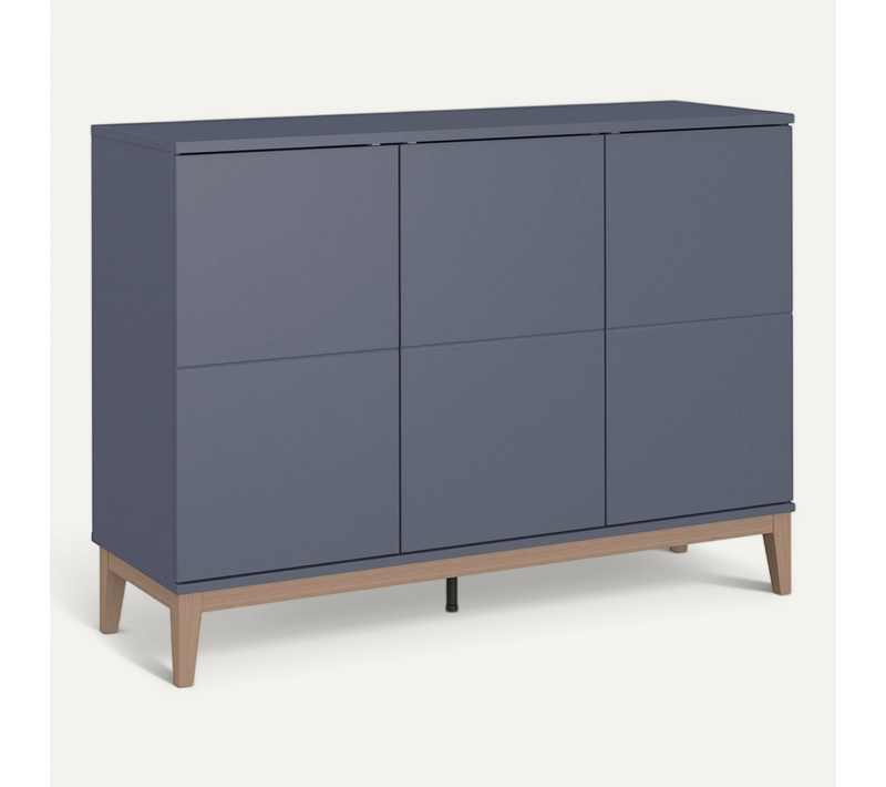 Pelle - Buffet Avec 3 Portes Effet Bois Gris