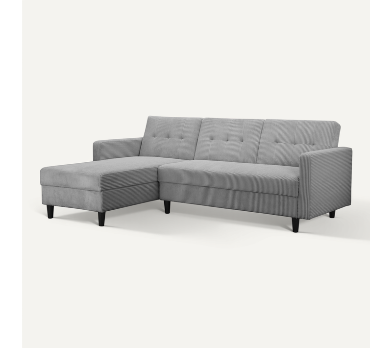 Hartford Ii - Canapé- 3 Places Avec Rangement En Tissu Gris