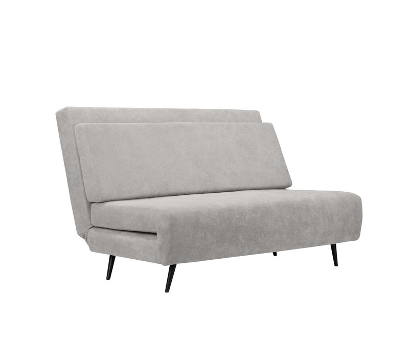 Mallory-méridienne Canapé-lit 140 Cm En Tissu Gris Clair